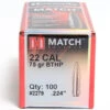 Hornady .224 / 22 75 Grain Hollow Point Boat Tail Match -Shooting Supply Store HOR2279 e1581026847374