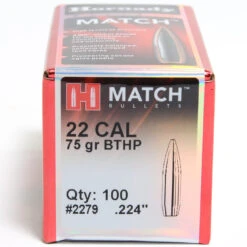 Hornady .224 / 22 75 Grain Hollow Point Boat Tail Match