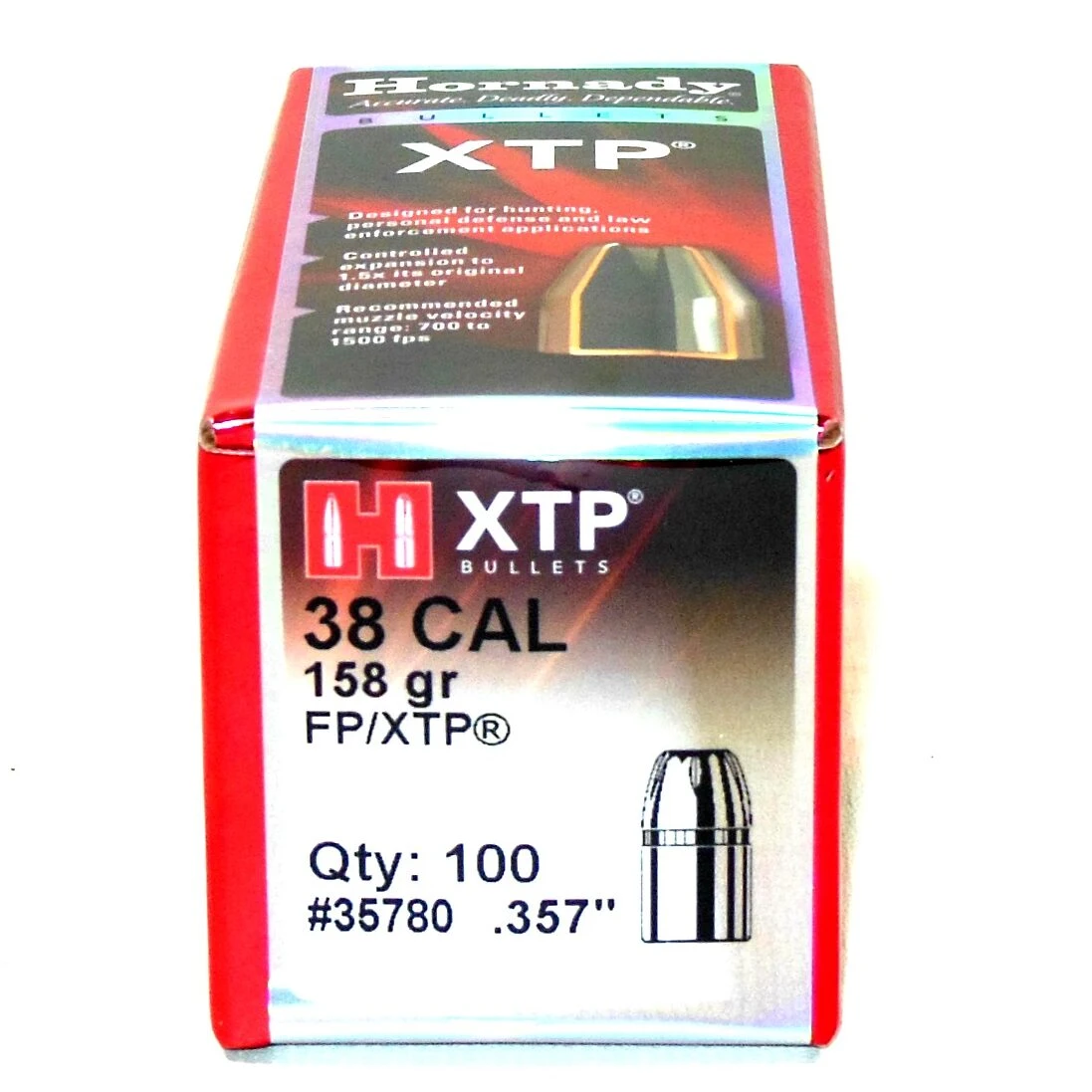 Hornady .357 / 38 158 Grain Flat Point/XTP (eXtreme Terminal Performance) (100 Ct.) 3 Hornady .357 / 38 158 Grain Flat Point/XTP (eXtreme Terminal Performance) (100 Ct.)