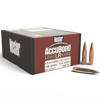 Nosler .264 / 6.5mm 129 Grain Spitzer Point AccuBond Long Range (100 Ct.) 3 Nosler .264 / 6.5mm 129 Grain Spitzer Point AccuBond Long Range (100 Ct.)